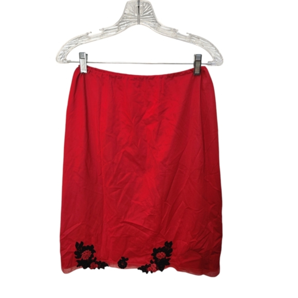 Vintage Van Raalte Red‎ and Black Half Slip  Size Large